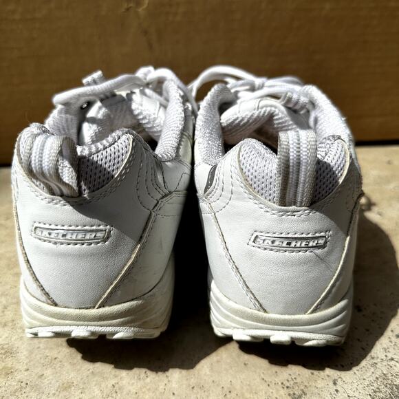 Skechers Shape Ups Sneakers Walking Toning Lace Up Leather White 9.5 - Picture 5 of 7